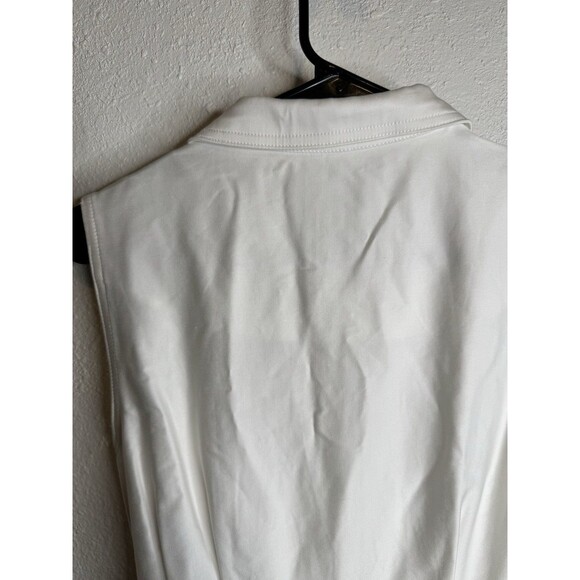 Calvin Klein Women’s White Sleeveless Shirt Dress Sz 8 Belted Button Front Hem - Picture 12 of 14